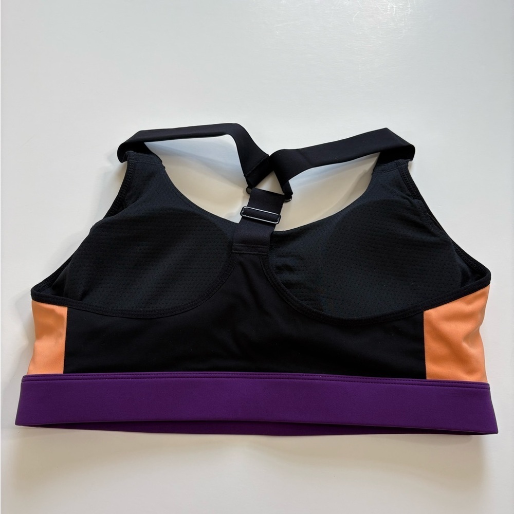 Sweaty Betty Colorblock Black Purple Orange Sports Bra Size Medium Padded - Picture 2 of 6